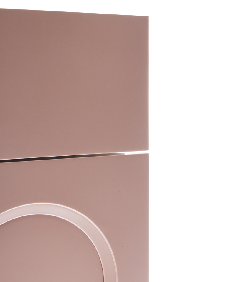 Close-up corner detail of Isla Porter's Esme cabinet door style in "Iconic" paint color