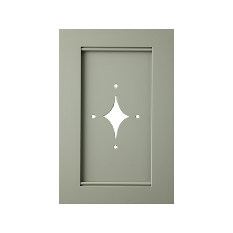 Isla Porter's Brin cabinet door style in "Iceland" paint color with the June Cutout