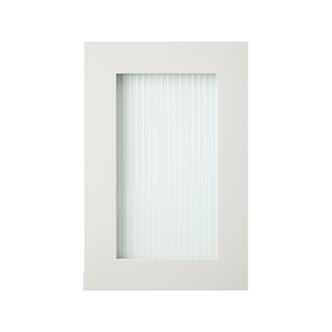 Isla Porter's Jane cabinet door style with fluted glass insert in "Lost Sock" paint color