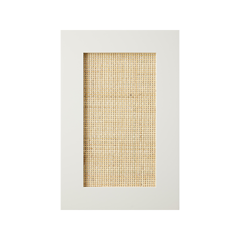 Isla Porter's Jane cabinet door style with rattan insert in "Lost Sock" paint color