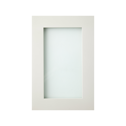 Isla Porter's Jane cabinet door style with reeded glass insert in "Lost Sock" paint color