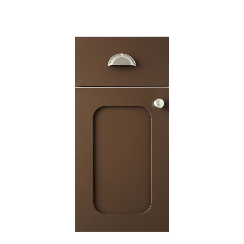 Isla Porter's Vada cabinet door style in "Tea Time" paint color with silver hardware