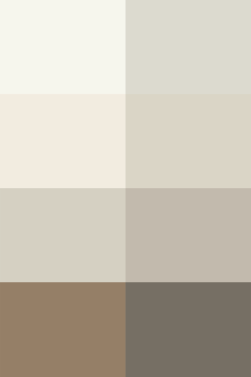A grid of eight different shades of neutral Isla Porter paint swatches.