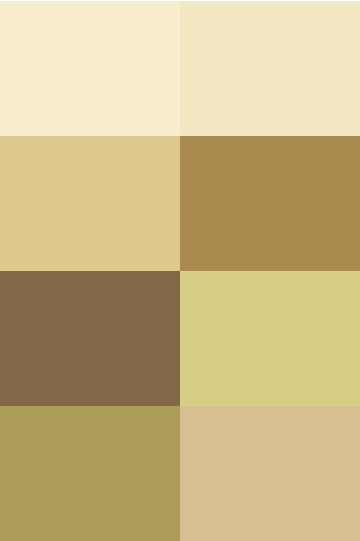 A grid of eight different shades of yellow Isla Porter paint swatches.
